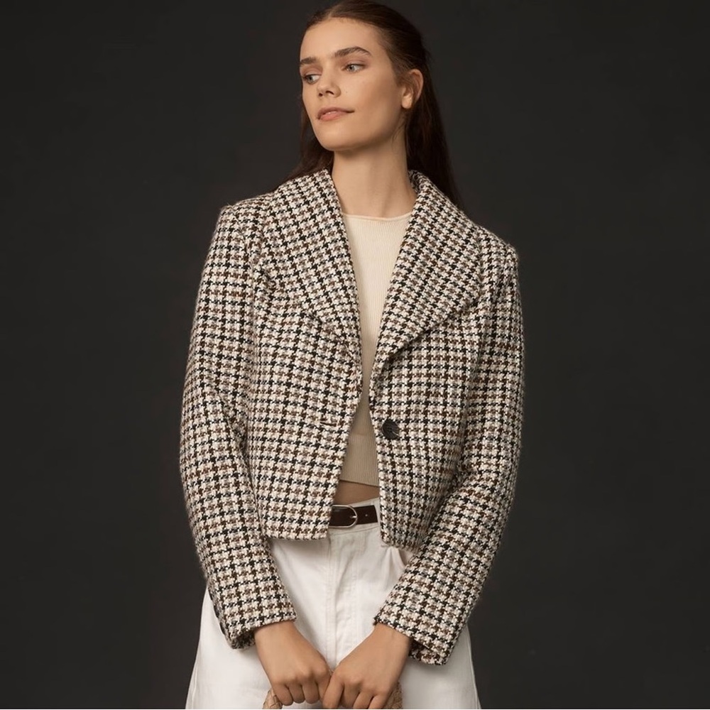Avec Les Filles x Anthropologie Houndstooth Blazer